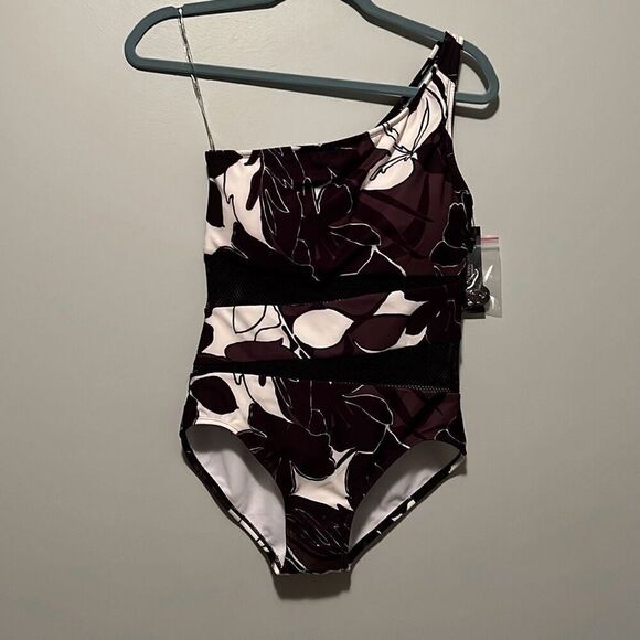NWT Carmen Marc Valvo Women's Multicolor Mesh Cut Out Swimsuit One Piece - Picture 1 of 6